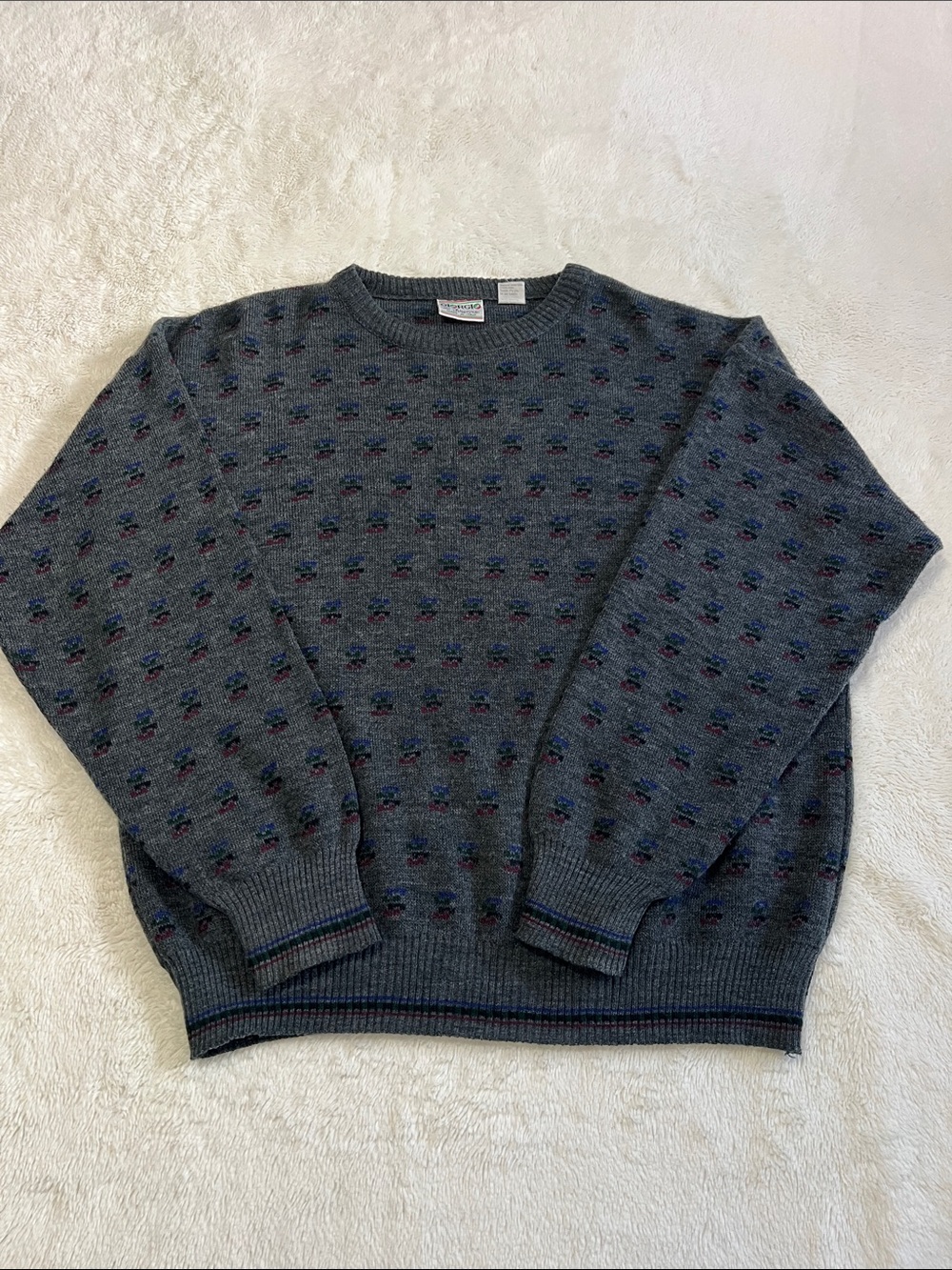 Giorgio Di Firenze Wool Sweater Gray Pullover Crewneck Wool Blend Italy. Vintage